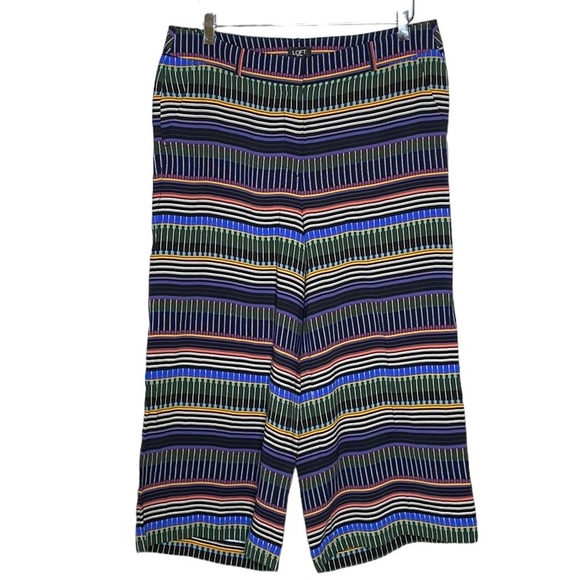 LOFT MULTI STRIPE MULTI COLOR WIDE LEG CROP PANTS WITH POCKETS SZ  12P - Picture 3 of 13
